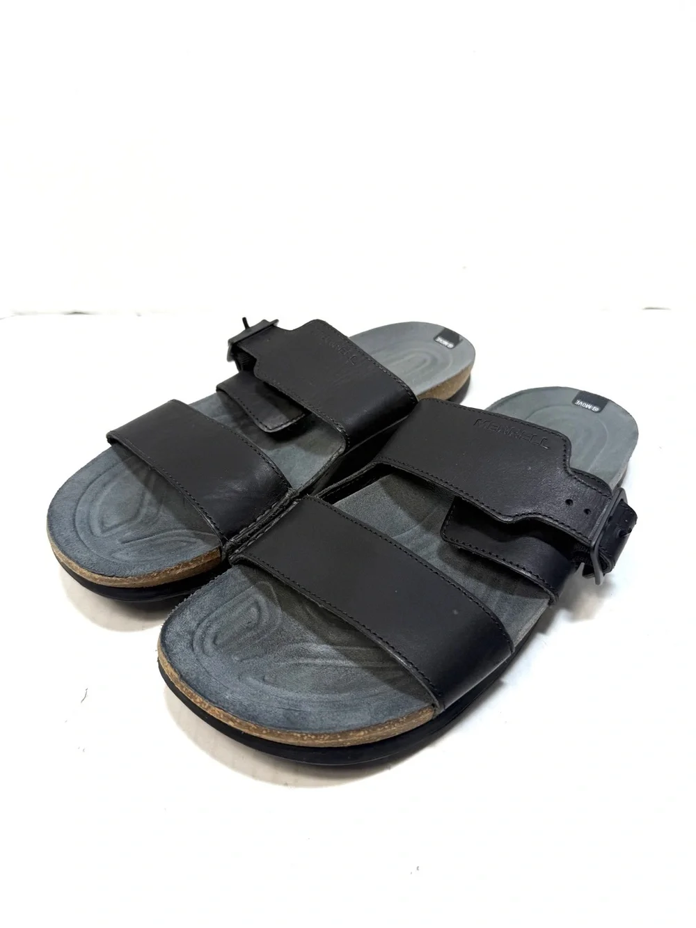 Merrell Move Double Strap Slide Leather Sandals Gray/Black Men’s Size 10